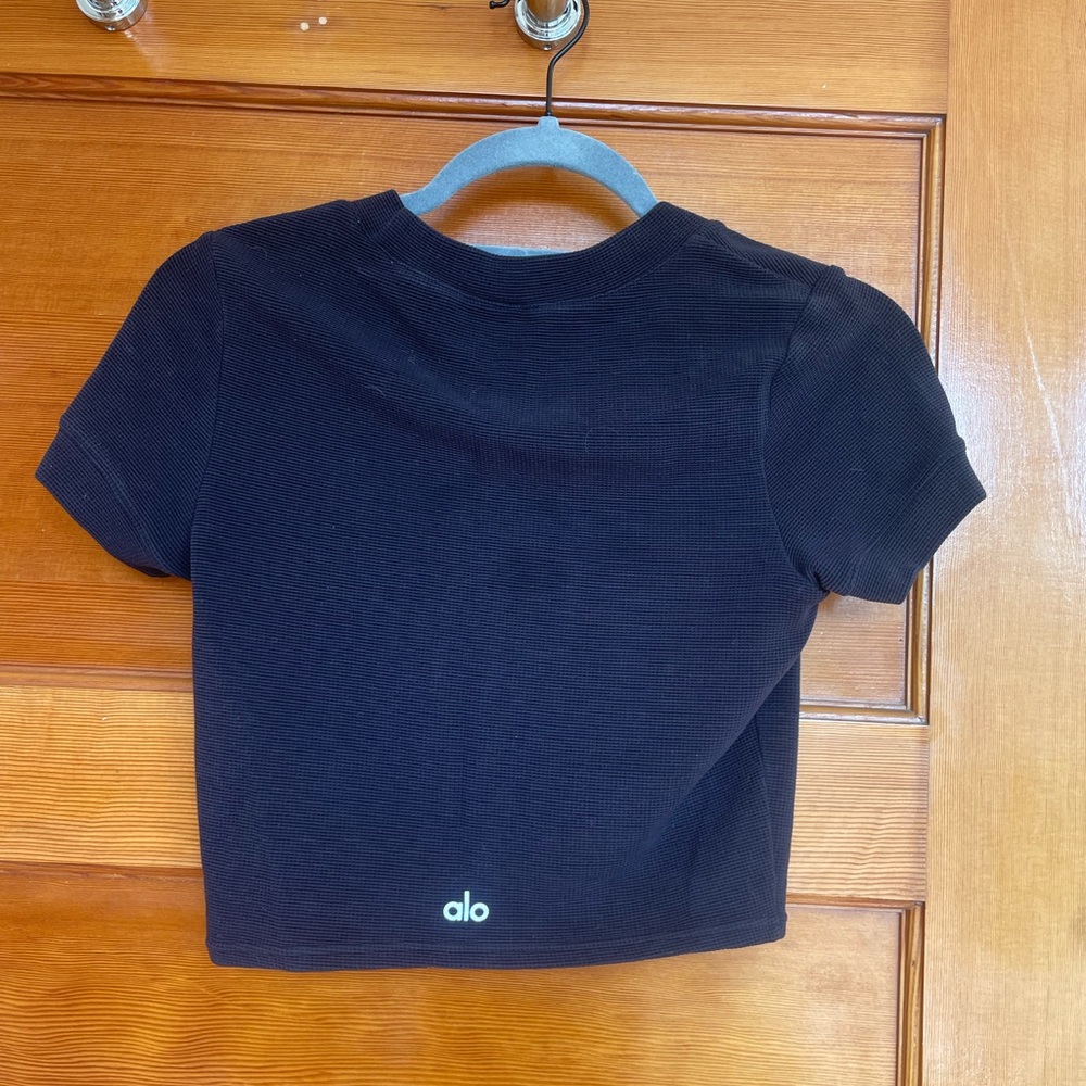 Ali Yoga Black Waffle Crop Top Size XS